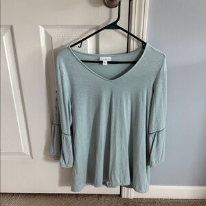 J. Jill Women's Light Green V-Neck Top